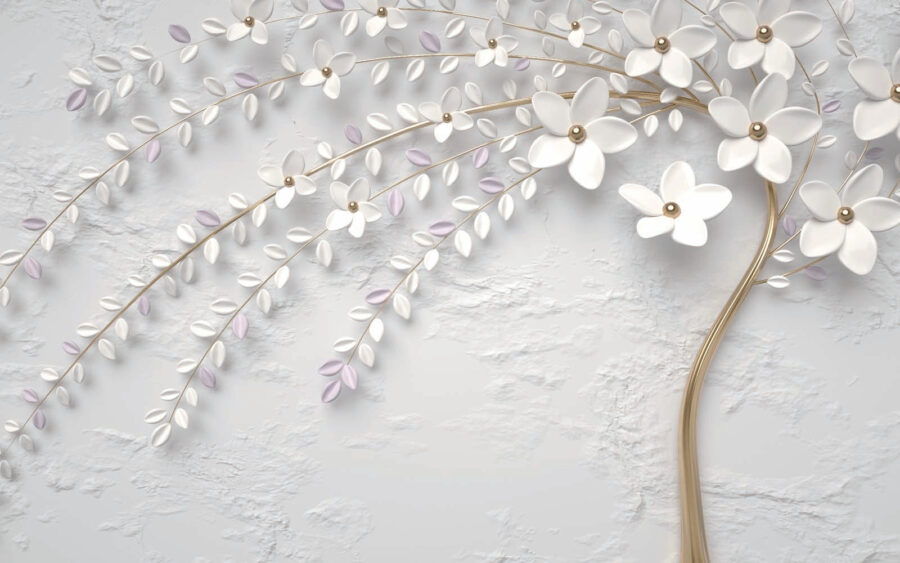 Fototapet Elegant alb Floral perete Artistry - imagine 2