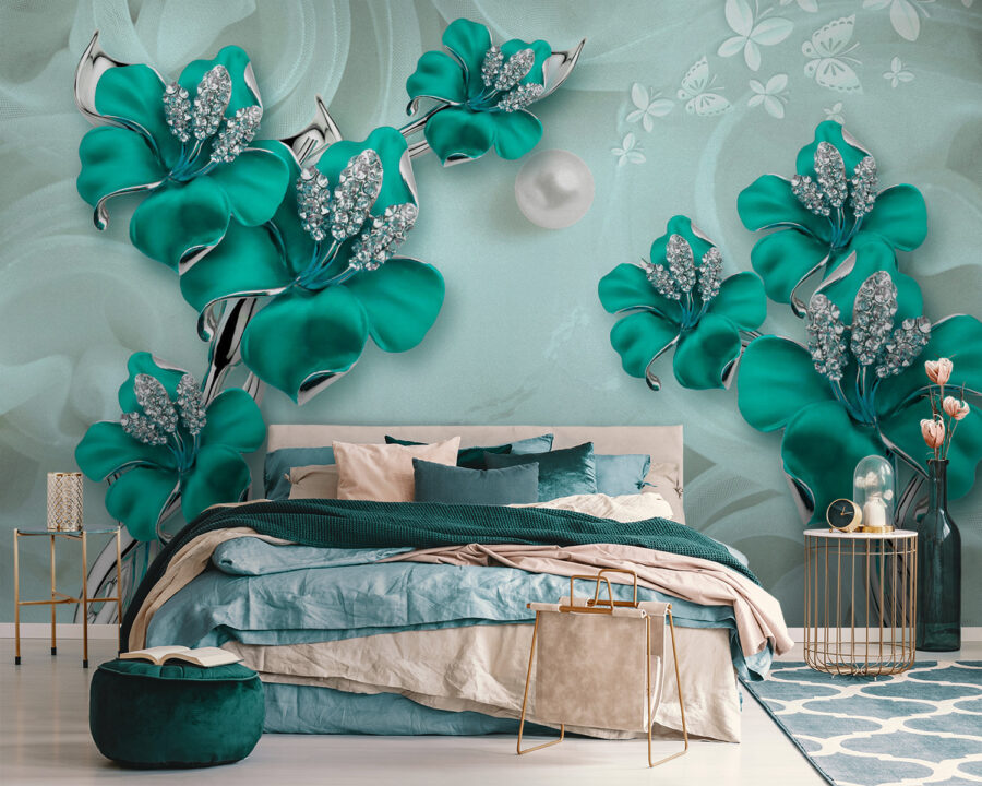 Capodoperă elegantă de design floral turcoaz
