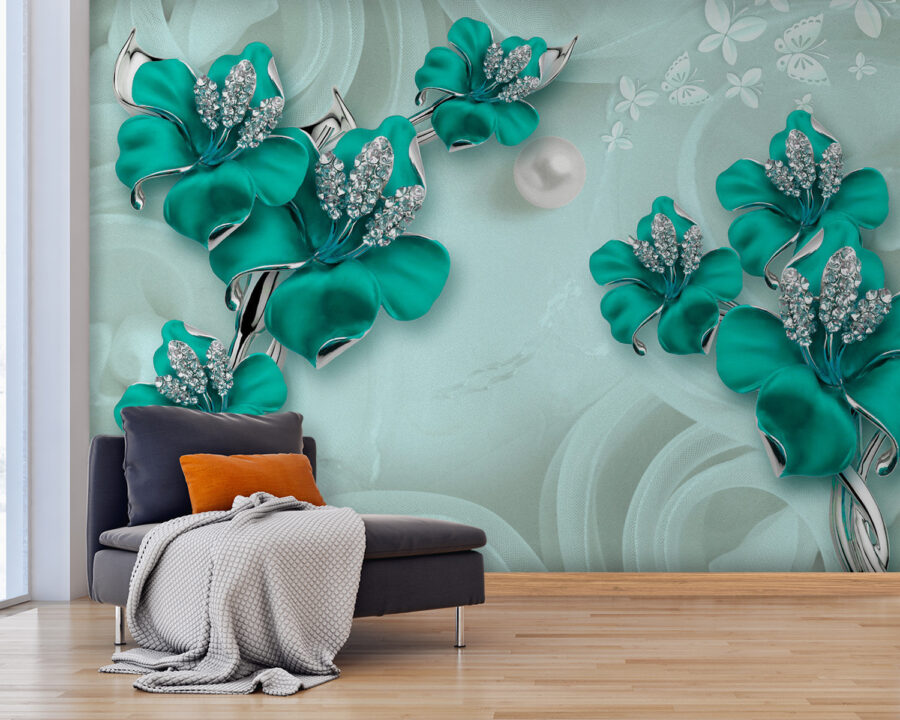 Capodoperă elegantă de design floral turcoaz