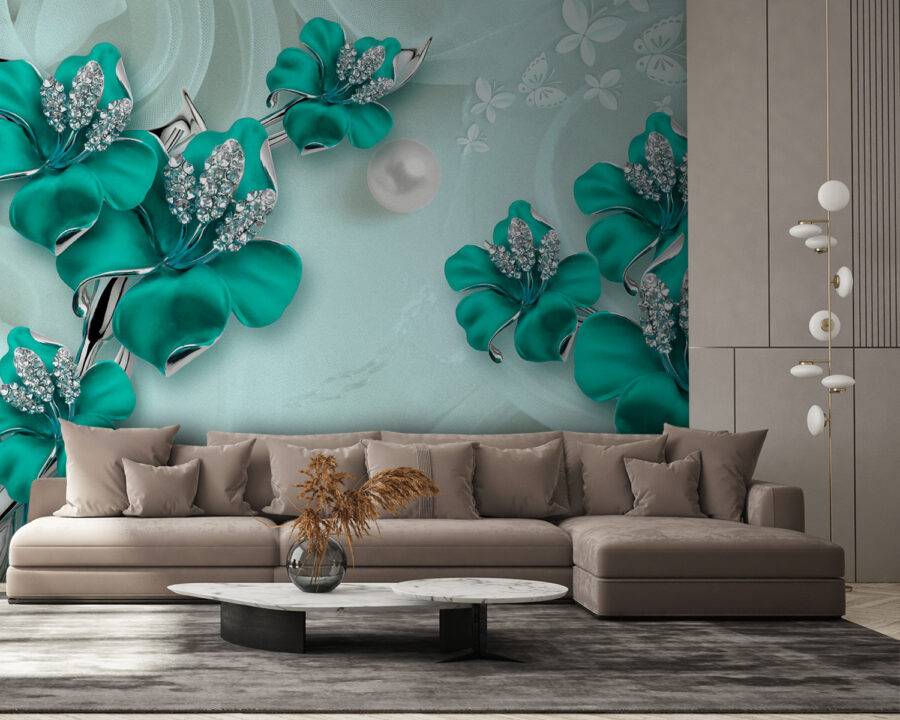 Capodoperă elegantă de design floral turcoaz
