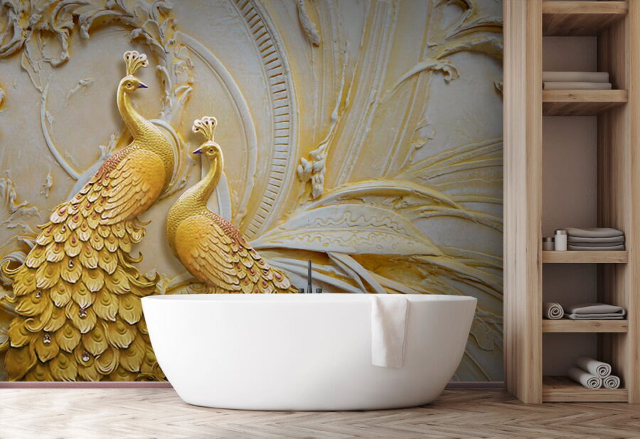 Fototapet Păuni eleganți în relief ornamentat - imagine 10