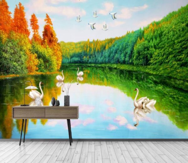 Pictură de lebede pe un lac Pictură de lebede pe un lac