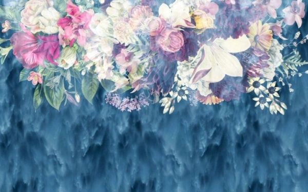 Group of flowers in a blue background Group of flowers in a blue background