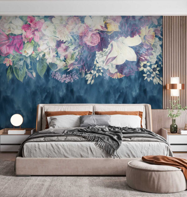 Group of flowers in a blue background Group of flowers in a blue background