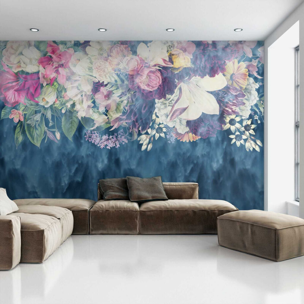 Group of flowers in a blue background Group of flowers in a blue background