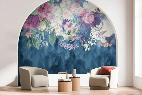 Group of flowers in a blue background Group of flowers in a blue background