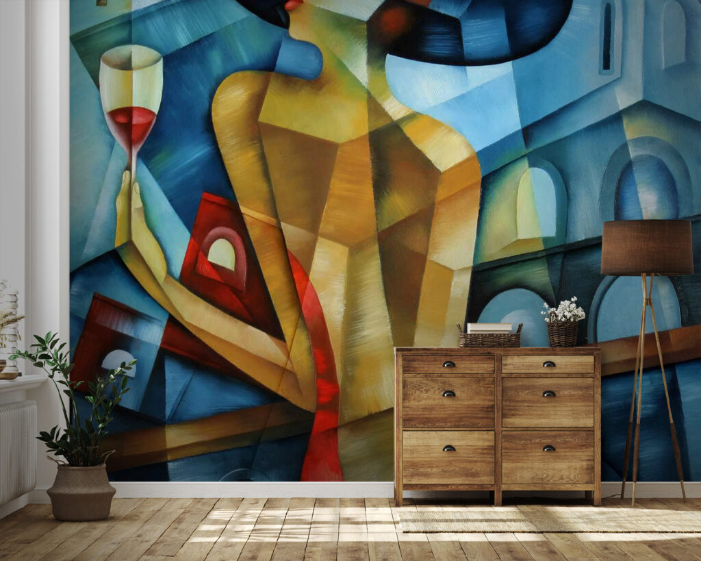 Painting of a woman holding a glass of wine Painting of a woman holding a glass of wine