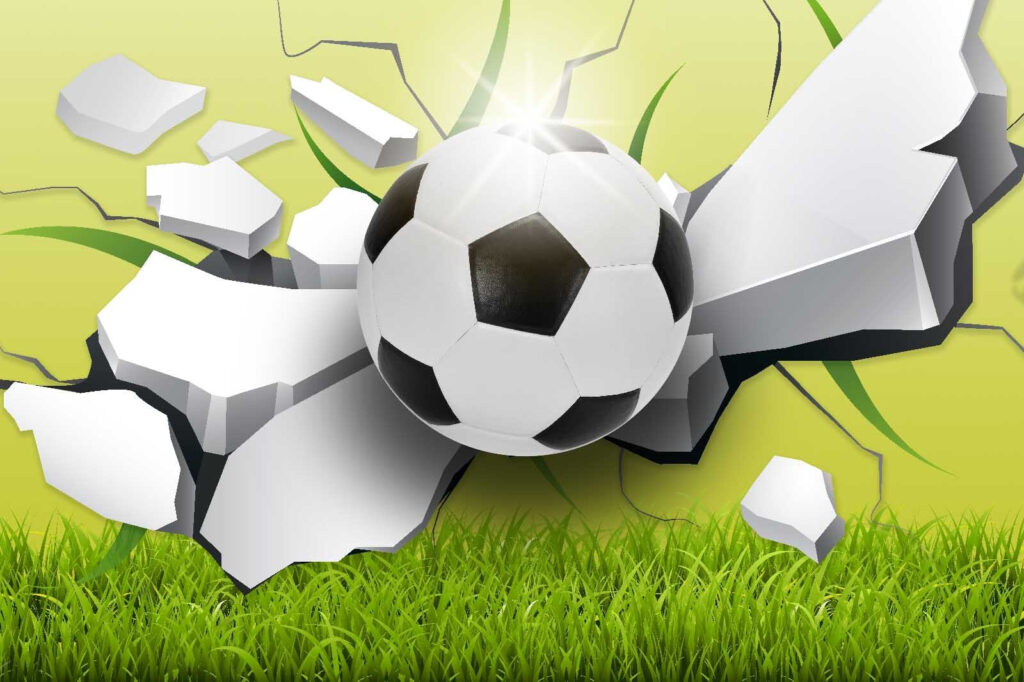 Mingea de fotbal care trece printr-un perete Mingea de fotbal care trece printr-un perete