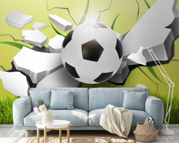 Mingea de fotbal care trece printr-un perete Mingea de fotbal care trece printr-un perete