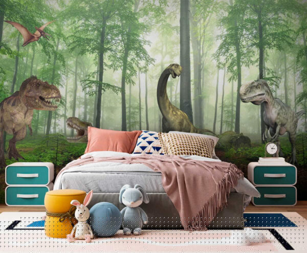 Grup de dinozauri într-o pădure Grup de dinozauri într-o pădure