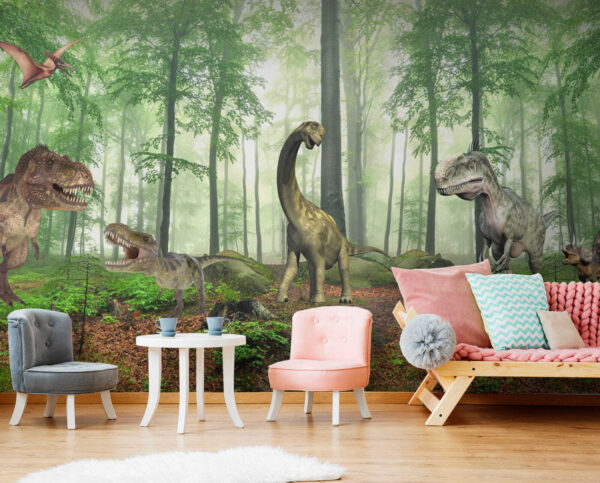 Grup de dinozauri într-o pădure Grup de dinozauri într-o pădure