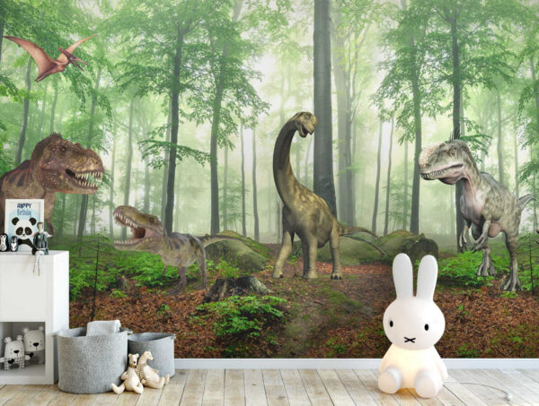 Grup de dinozauri într-o pădure Grup de dinozauri într-o pădure