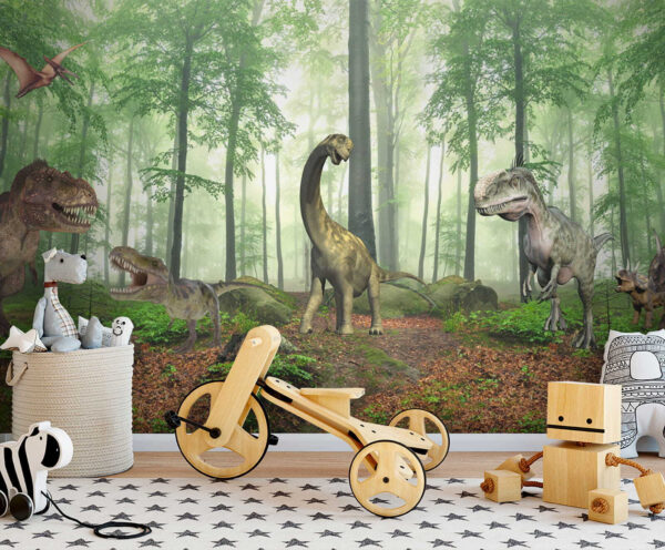 Grup de dinozauri într-o pădure Grup de dinozauri într-o pădure