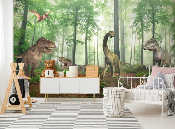 Grup de dinozauri într-o pădure Grup de dinozauri într-o pădure