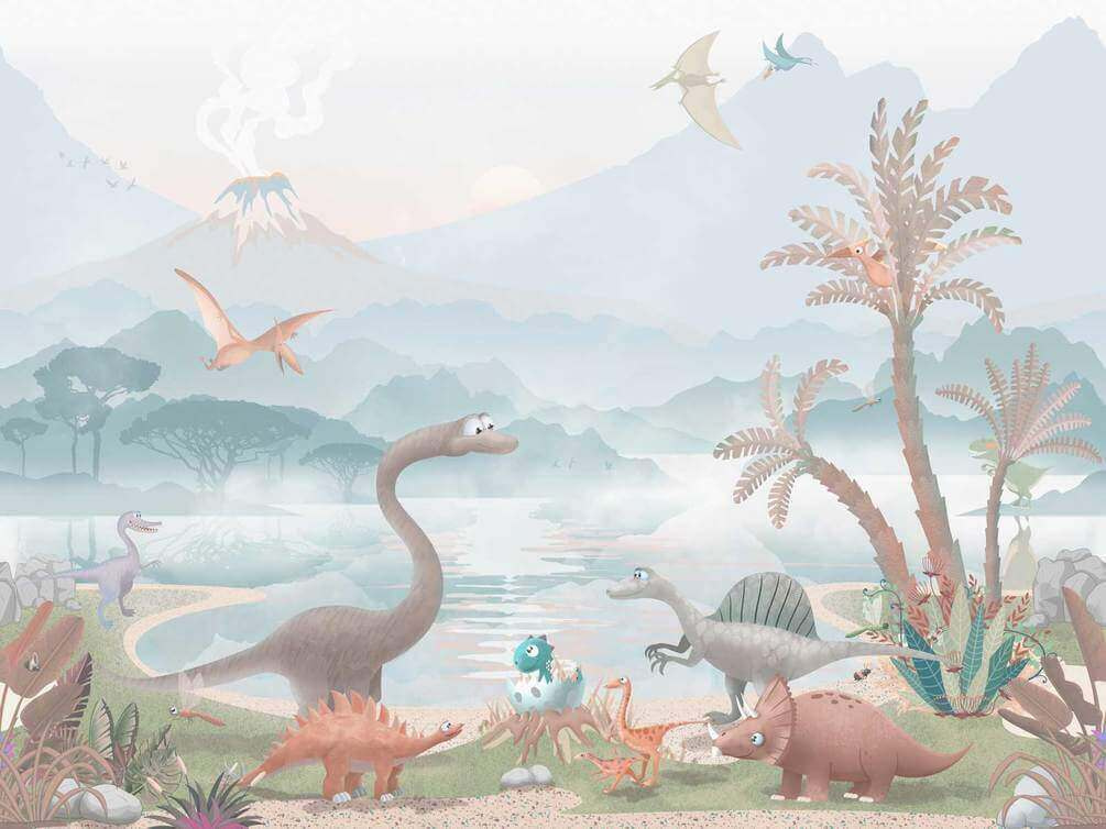 u60040v2p - Grup de dinozauri lângă un lac - tegory