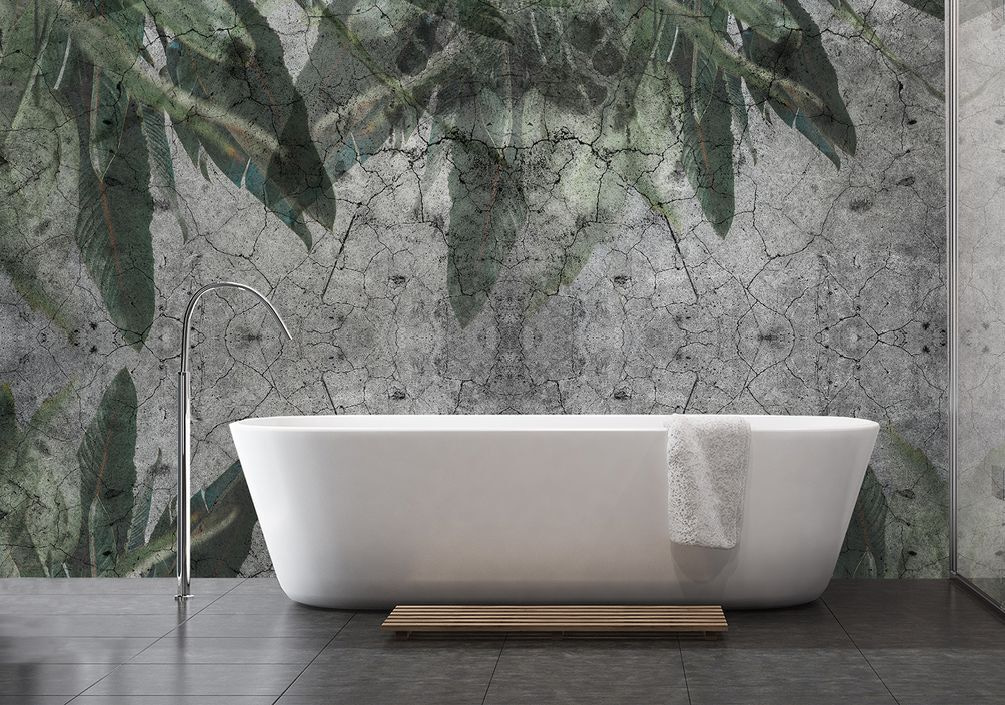 Textured leaves on a weathered surface