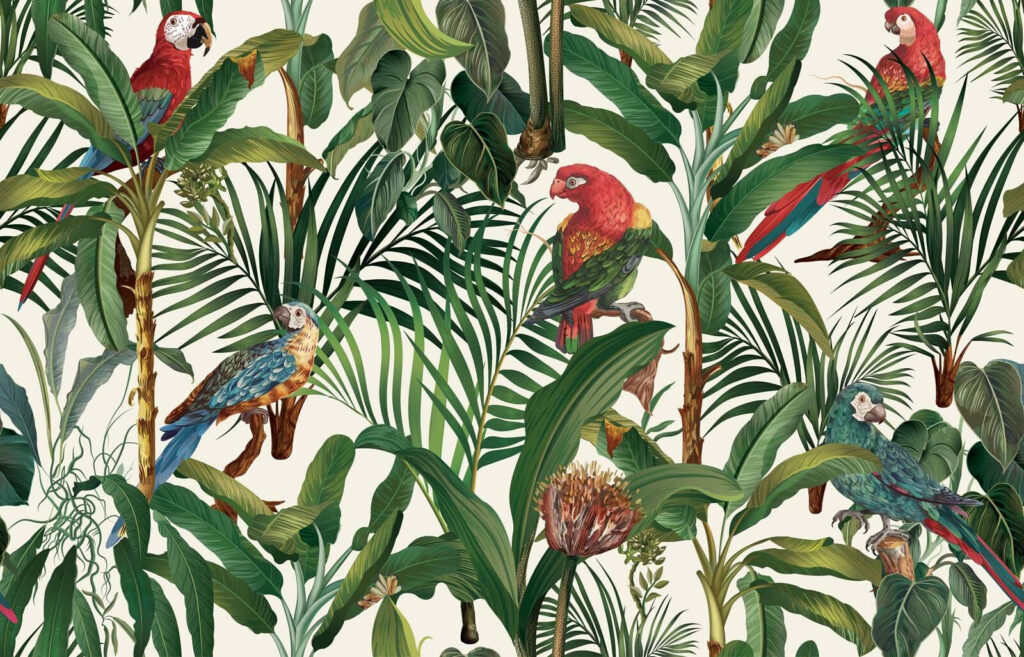 Wallpaper cu păsări și plante Wallpaper cu păsări și plante
