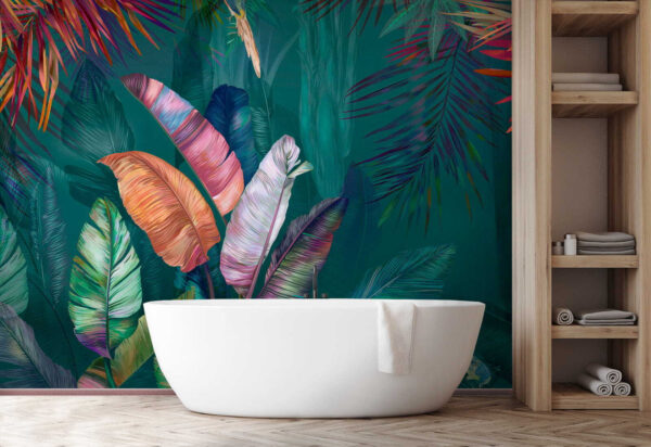 Frunze și păsări tropicale colorate Frunze și păsări tropicale colorate