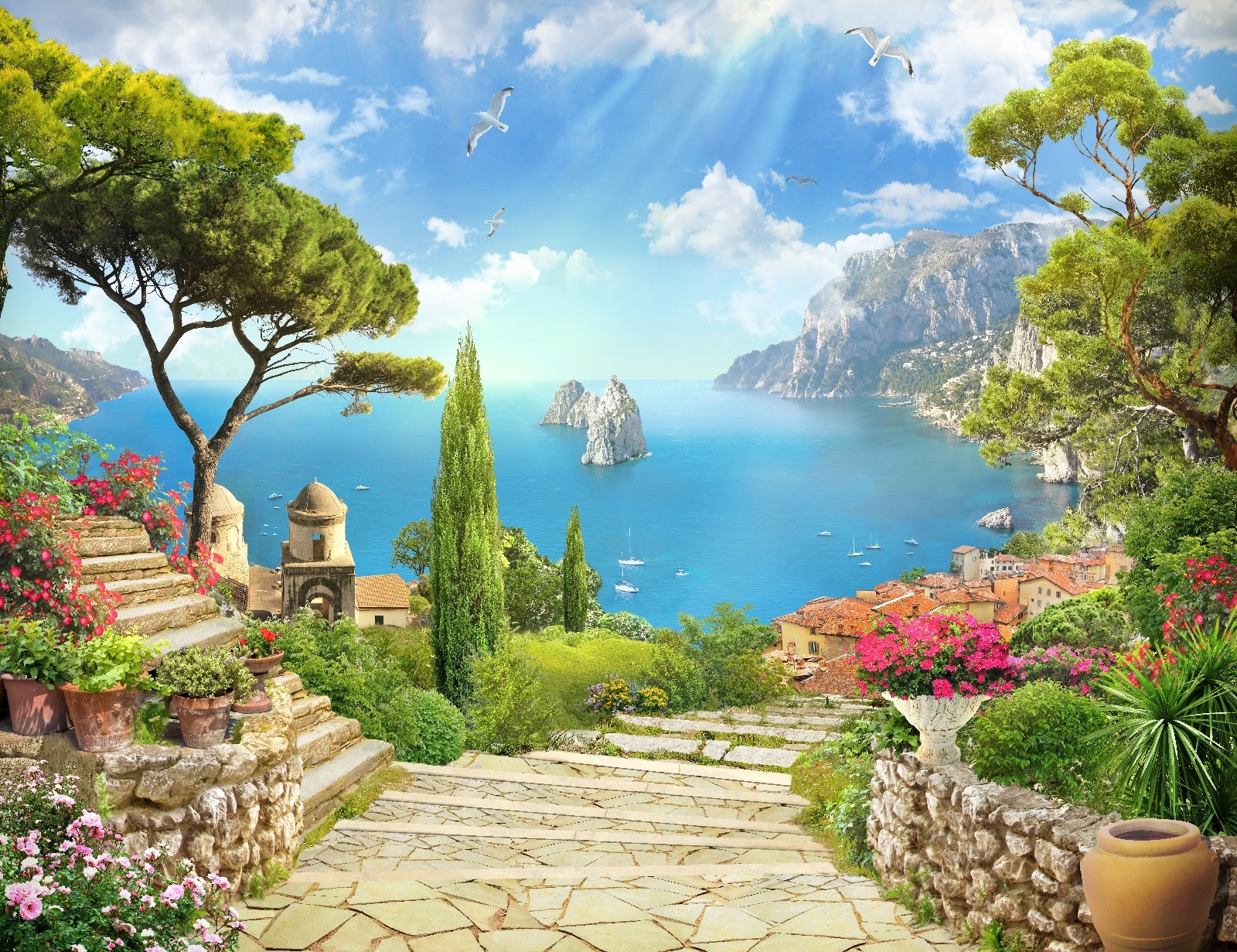 Stone stairs leading to a body of water