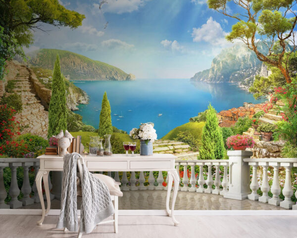 Balcon cu vedere la un lac și la copaci Balcon cu vedere la un lac și la copaci