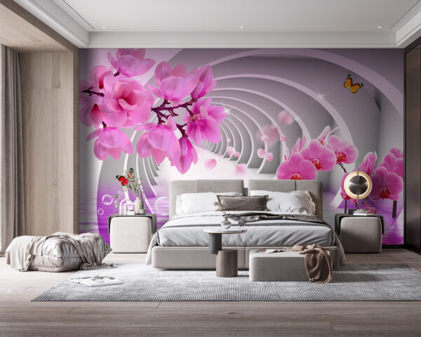 Pink flowers in a tunnel