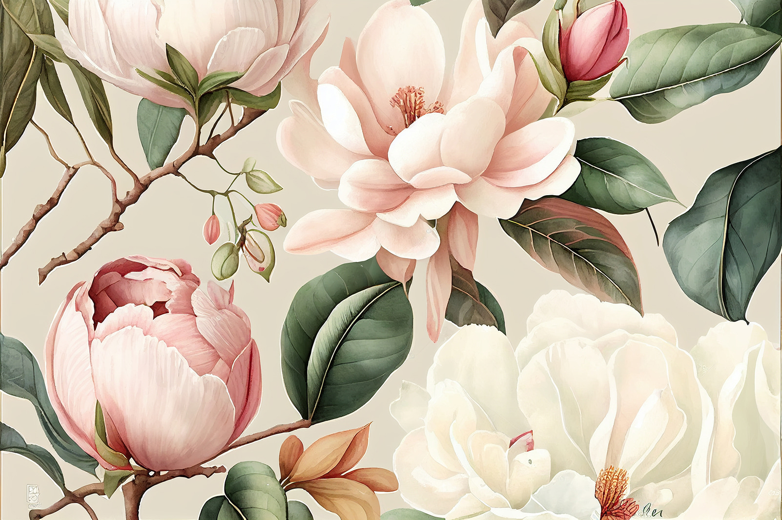 Elegant flowers in soft pastel colors