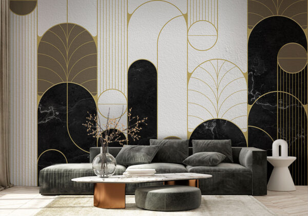 Design art deco alb-negru și alb Design art deco alb-negru și alb