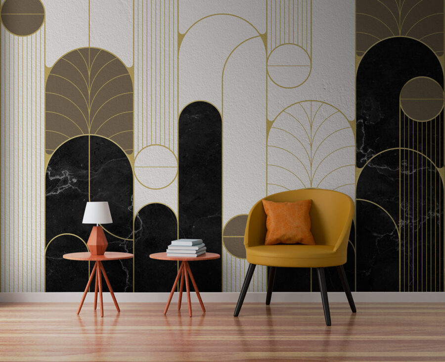 Design art deco alb-negru și alb Design art deco alb-negru și alb
