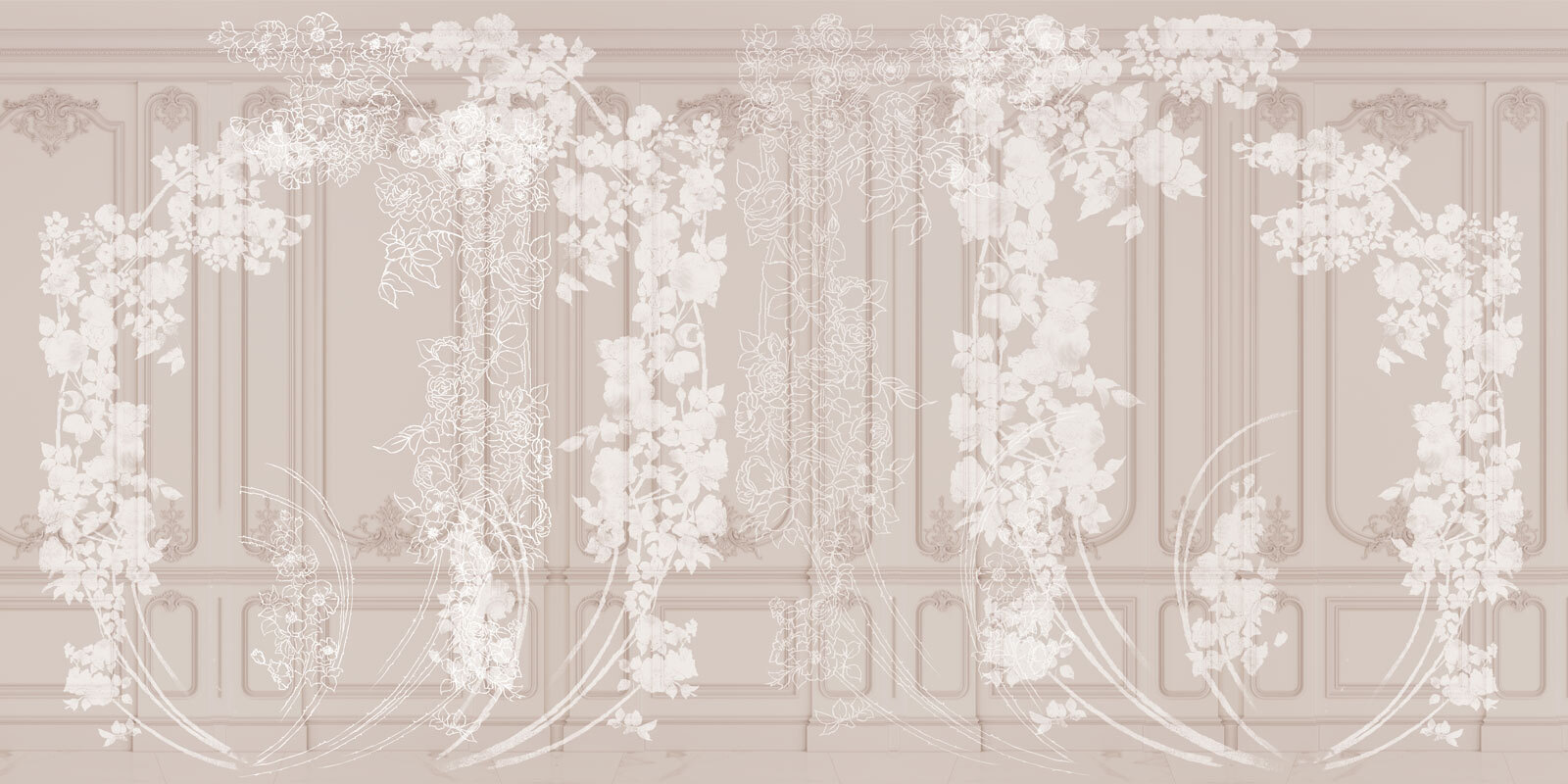 White curtain with flowers