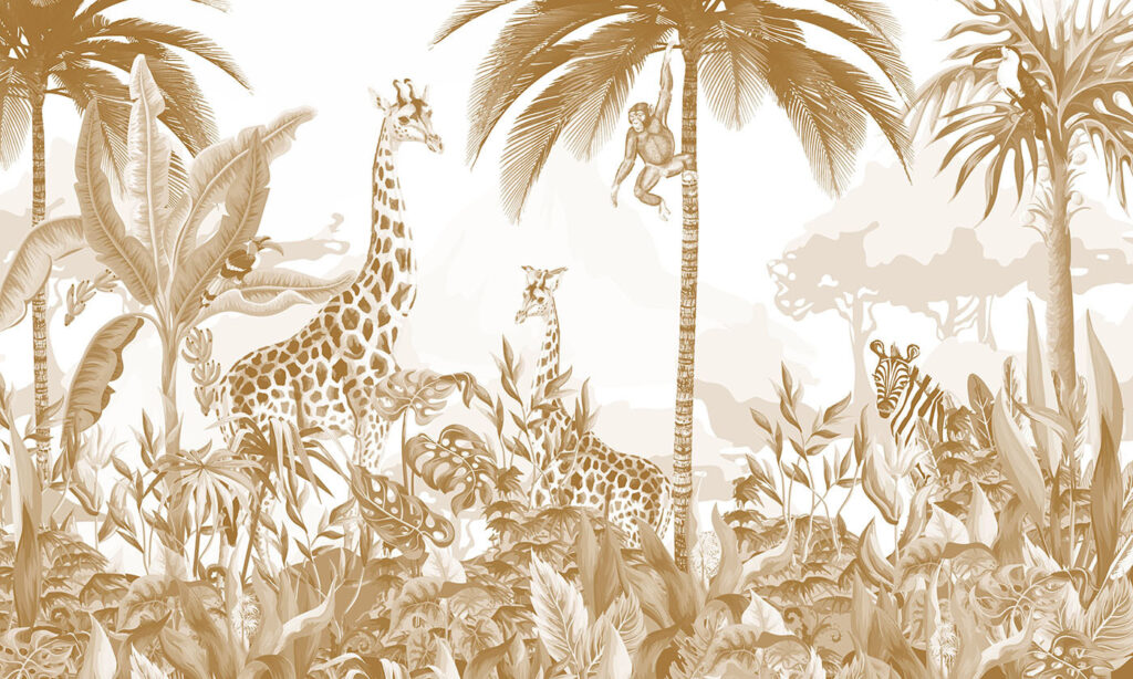 Imagine de fundal cu girafe și zebre Imagine de fundal cu girafe și zebre