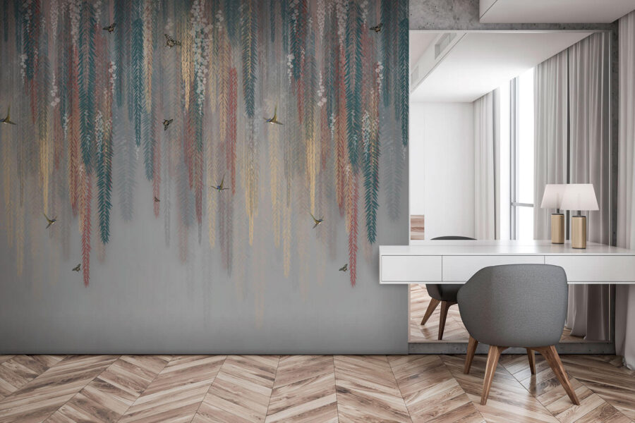 Design floral colorat cu fluturi