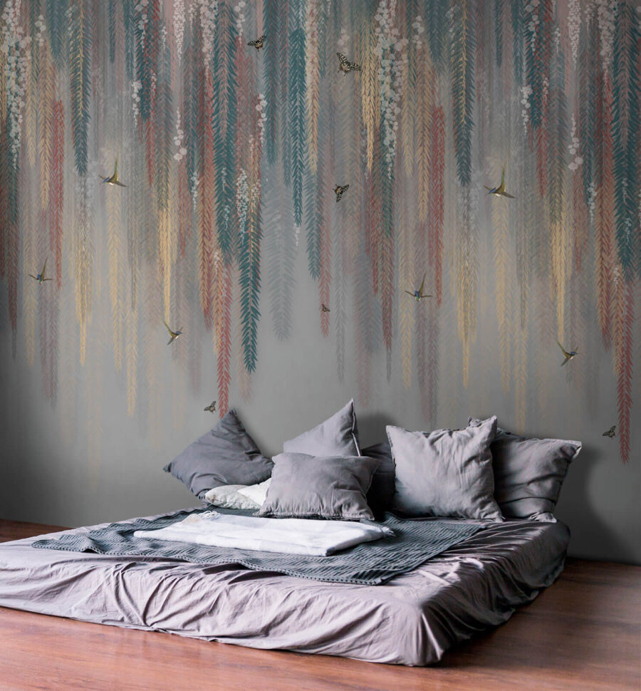 Design floral colorat cu fluturi