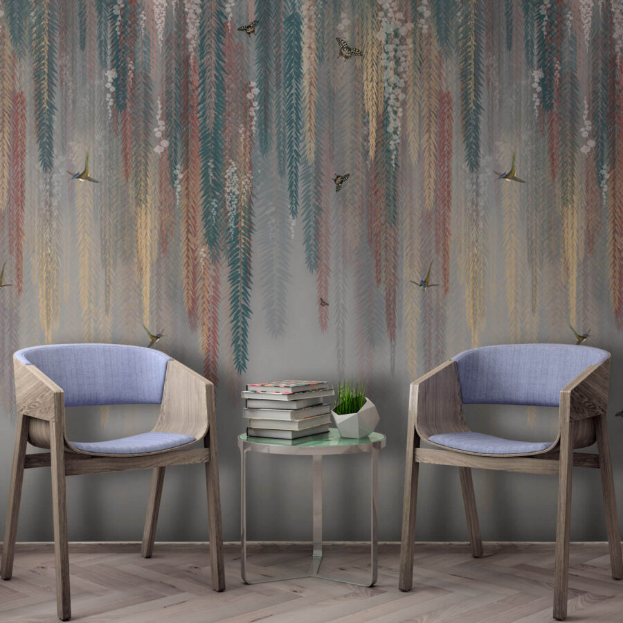 Design floral colorat cu fluturi