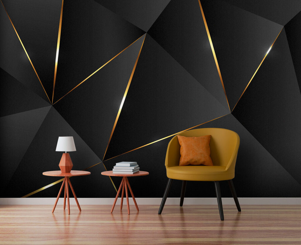 Abstract shapes with shimmering lines