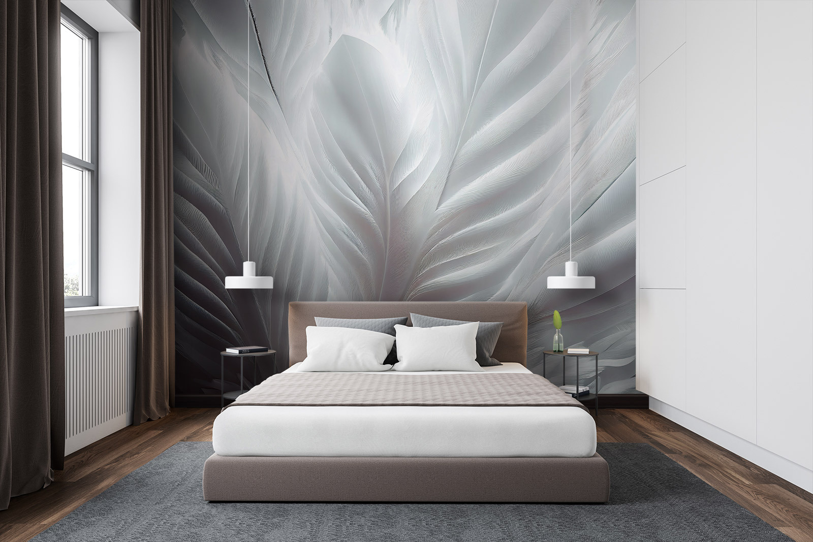 Delicate white feather textures intertwining