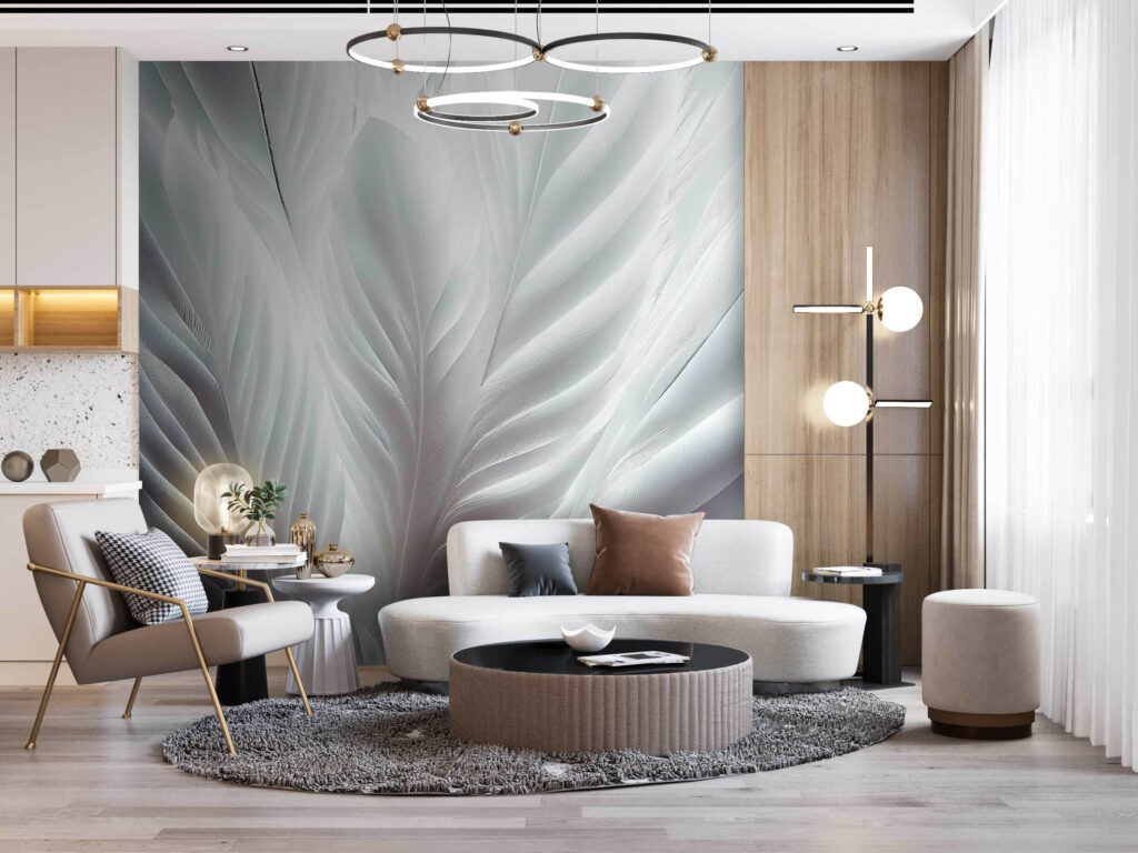 Delicate white feather textures intertwining