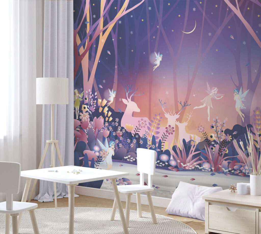 Cartoon of a fairy in the woods