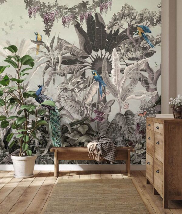 Mural de păsări și plante Mural de păsări și plante