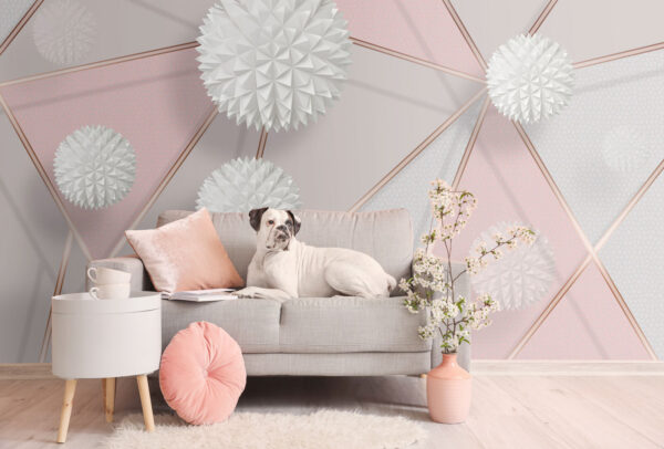 Design geometric alb și roz Design geometric alb și roz