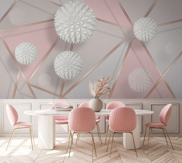 Design geometric alb și roz Design geometric alb și roz