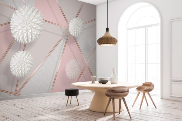 Design geometric alb și roz Design geometric alb și roz