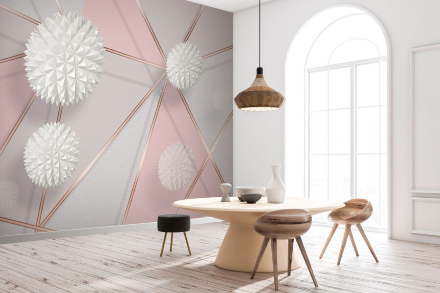 Design geometric alb și roz