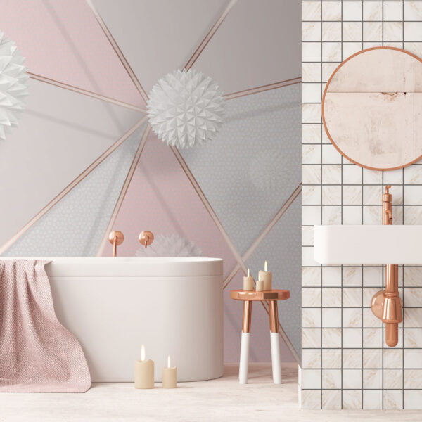 Design geometric alb și roz Design geometric alb și roz