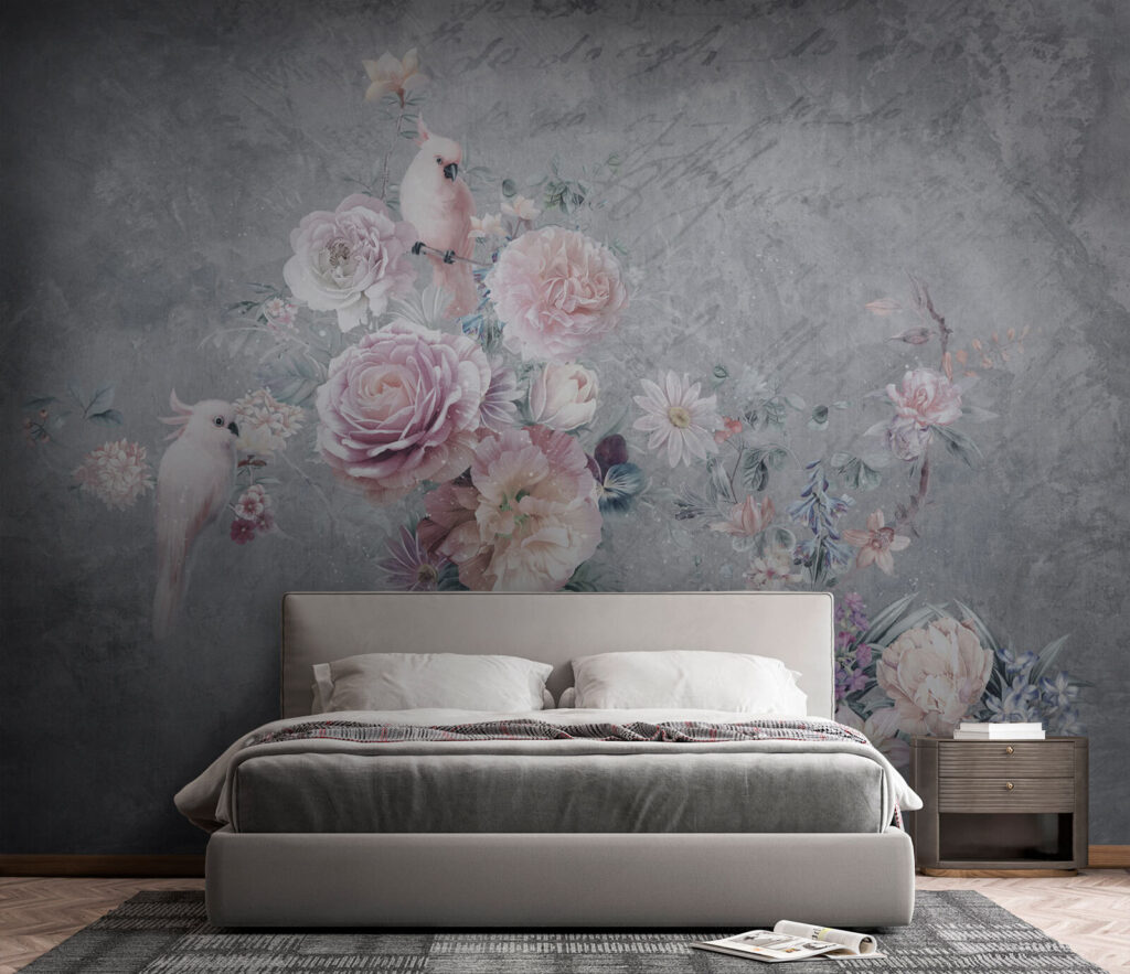 Painting of flowers and birds