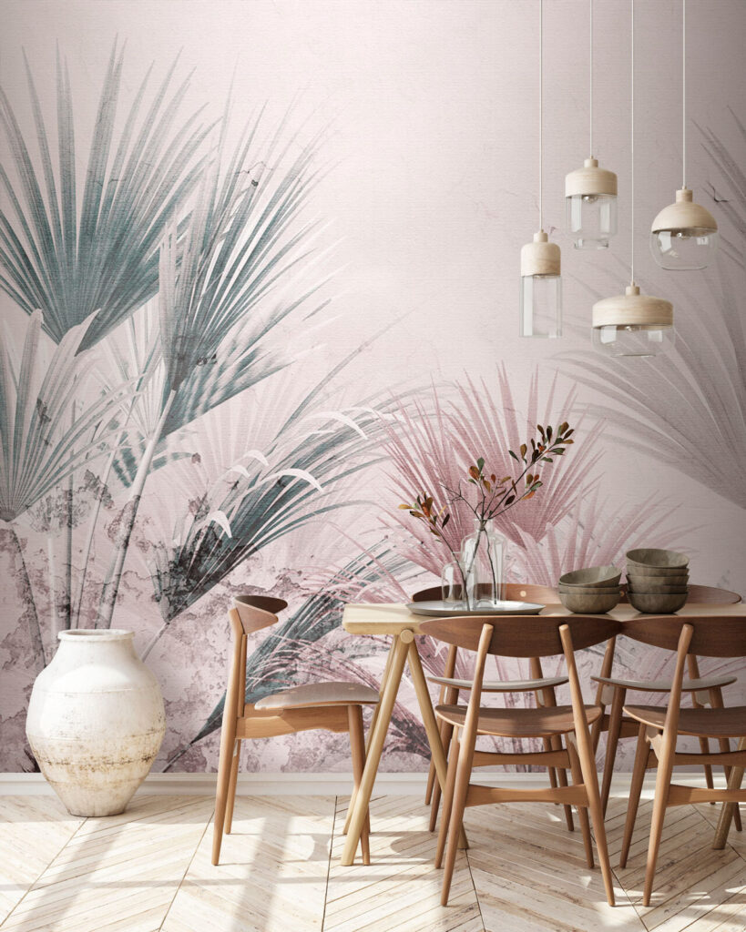 Elegant palm leaves on a soft background