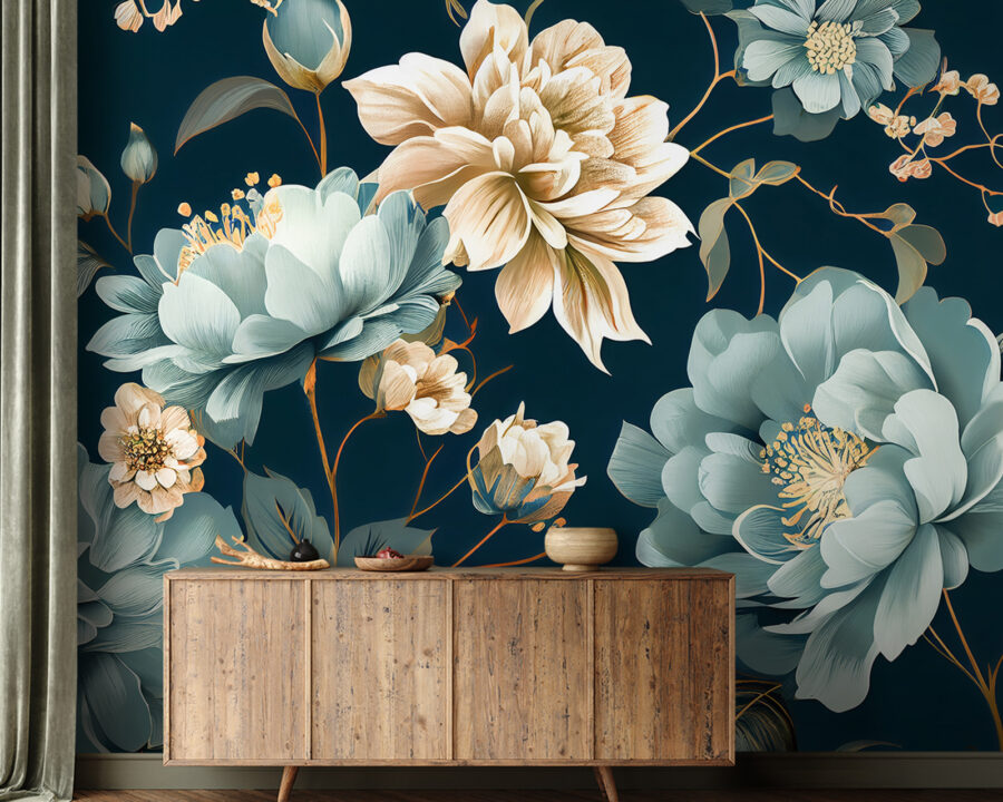 Model floral pe un fundal întunecat