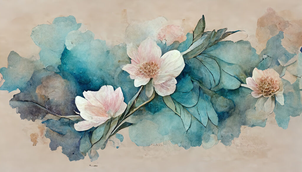 Pictura de flori și frunze Pictura de flori și frunze