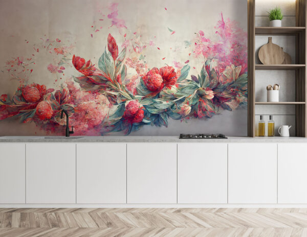 Pictura de flori și frunze Pictura de flori și frunze