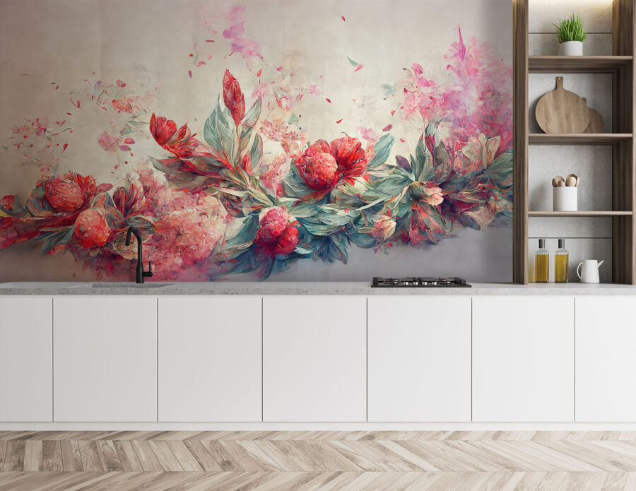 Pictura de flori și frunze Pictura de flori și frunze