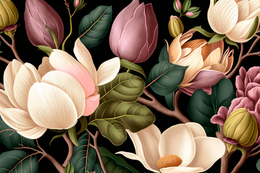 Fototapet Compoziție florală elegantă pe fundal întunecat. - imagine 4